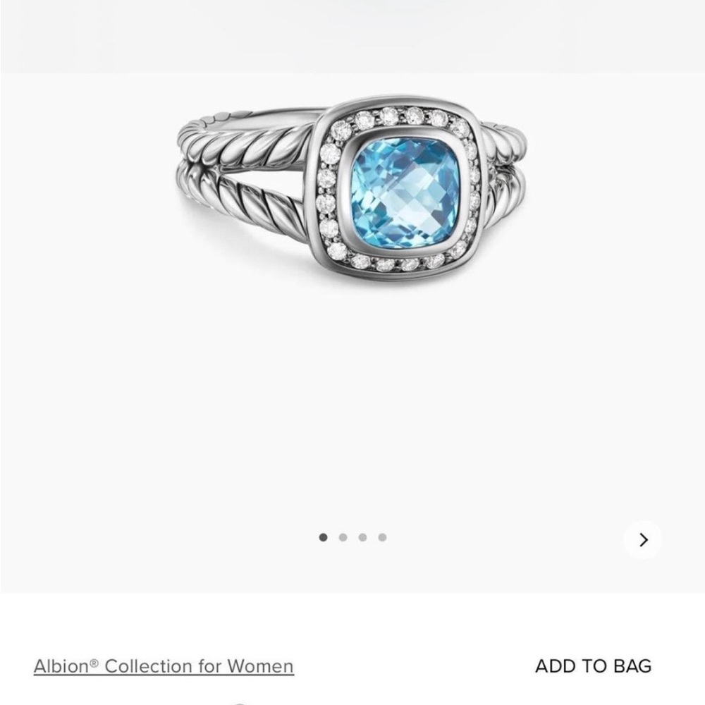 David Yurman Silver Ring with Blue Gemstone